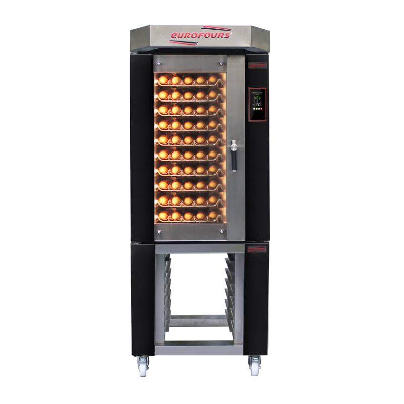 Four boulangerie 10 niveaux 400x800 sur pietement avec hotte aspirante noir